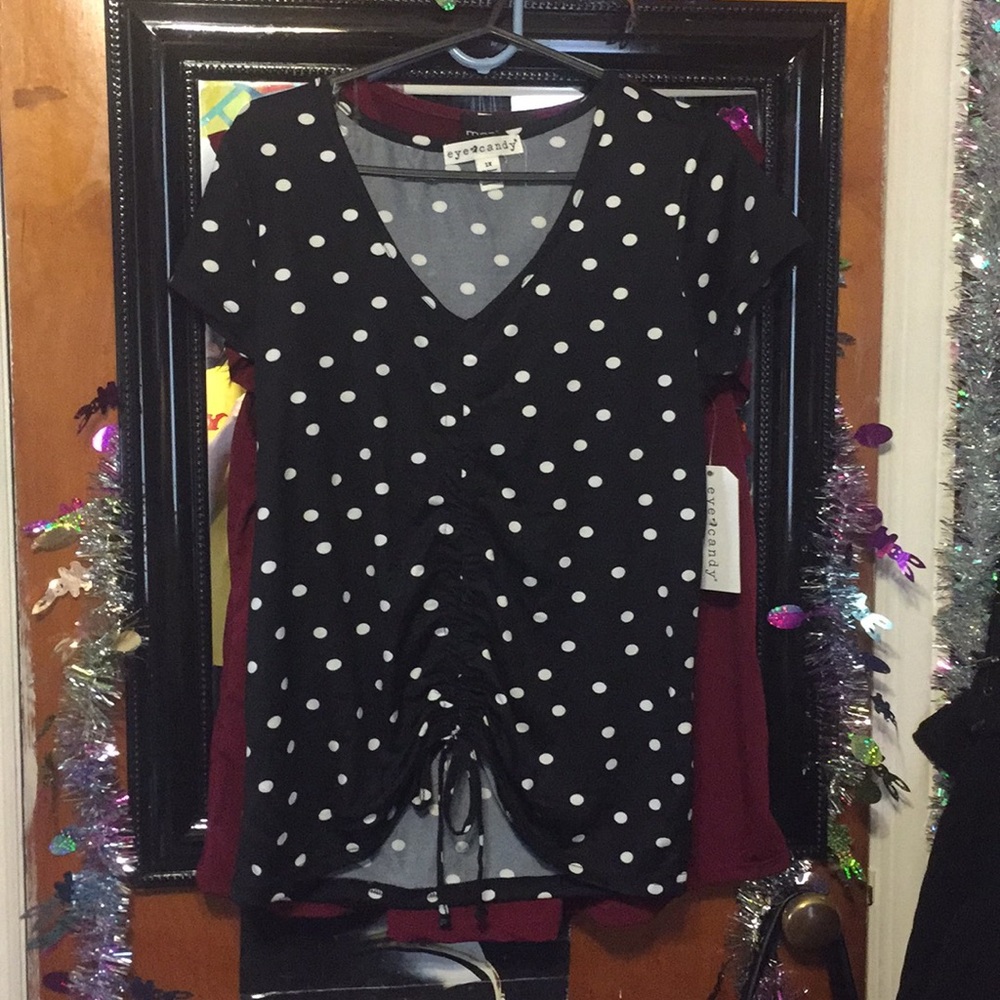 Black polka dot shirt